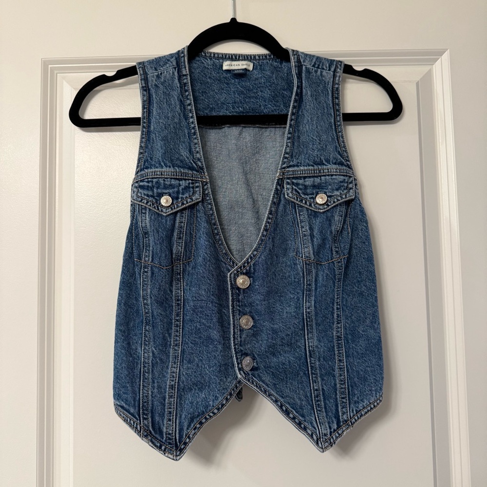 American Eagle Vintage Style Blue Denim Vest